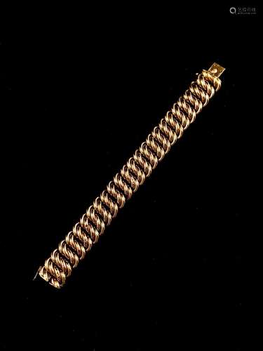 Bracelet large gourmette maille anglaise en or jaune 18K (75...