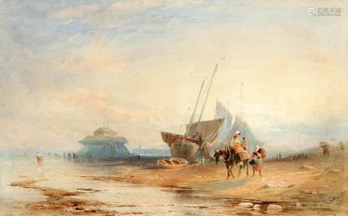 THOMAS SEWELL ROBINS (1810-1880), FISHERFOLK ON A BEACH WITH...