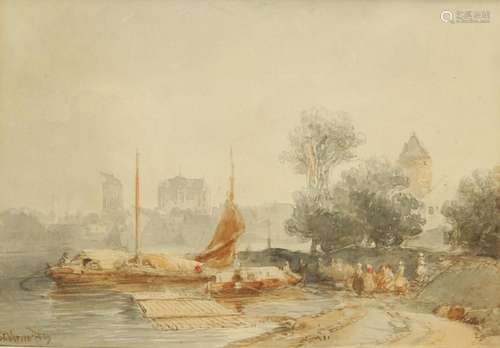 SAMUEL LEONARDUS VERVEER (1813-1876), FIGURES IN A RIVER LAN...