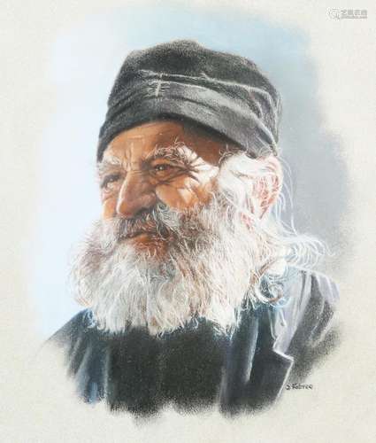 D*** FOSTER, PORTRAIT OF A GREEK FISHERMAN, signed lower rig...