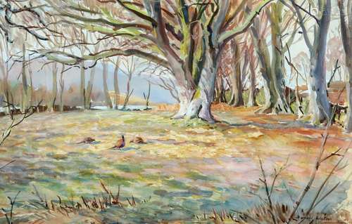 DONALD WATSON (1918-2005), PHEASANTS IN A CLEARING, signed l...