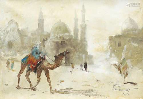 ORIENTALIST SCHOOL, FIGURES IN A CITY, signed and dated lowe...