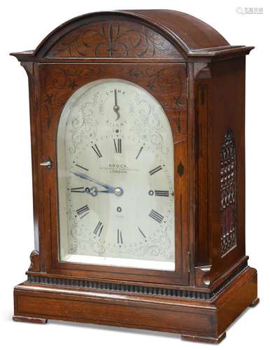 A VICTORIAN OAK TRIPLE-FUSEE BRACKET CLOCK, SIGNED BROCK, 64...