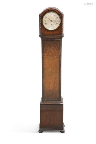 A 1920'S WARING & GILLOW OAK GRANDMOTHER CLOCK, the ...