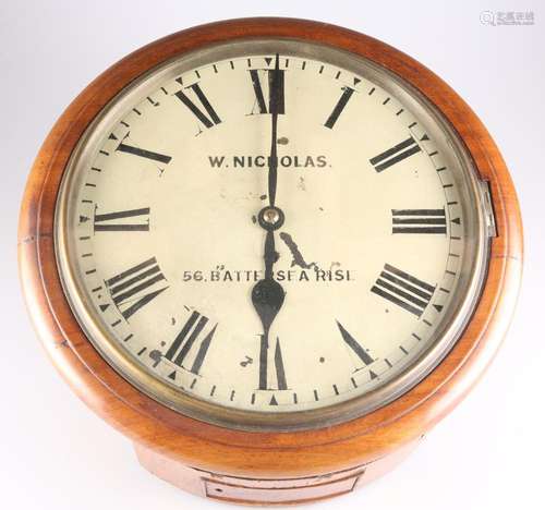 A VICTORIAN MAHOGANY SINGLE-FUSEE DIAL CLOCK, the 11½-inch d...