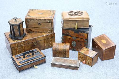 A COLLECTION OF VICTORIAN WORK BOXES AND OTHER BOXES, includ...