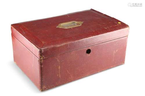 A GEORGE V LARGE RED MOROCCO LEATHER DESPATCH BOX, by John P...