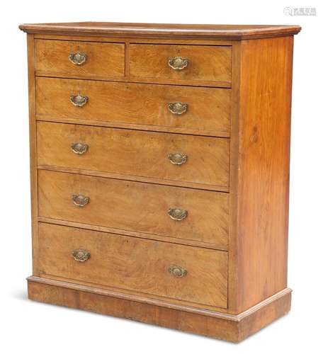 A VICTORIAN OAK LARGE CHEST OF DRAWERS, the moulded rectangu...