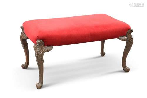 A GEORGIAN-STYLE MAHOGANY AND UPHOLSTERED STOOL, late 19th/e...