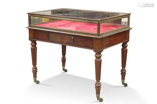 A 19TH CENTURY MAHOGANY DISPLAY TABLE, BY GILLOWS, the steel...