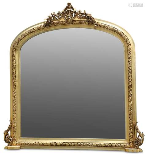 A VICTORIAN-STYLE GILT-COMPOSITION OVERMANTEL MIRROR, with s...