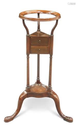 A GEORGE III MAHOGANY GENTLEMAN'S SHAVING STAND, fitted ...