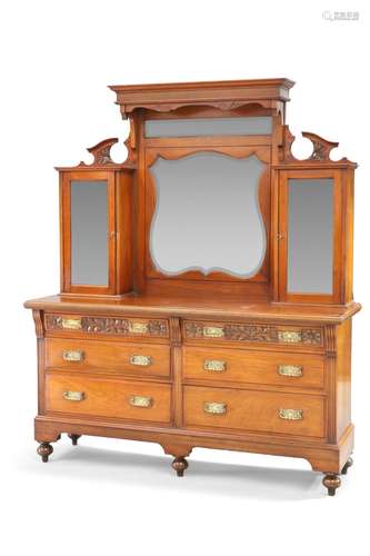 A VICTORIAN LARGE MAHOGANY MIRROR BACK SIDEBOARD, the supers...