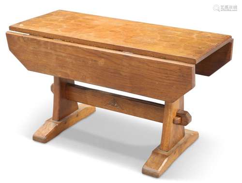 ROBERT INGHAM, A KINGPOST OAK DROPLEAF COFFEE TABLE, CIRCA 1...