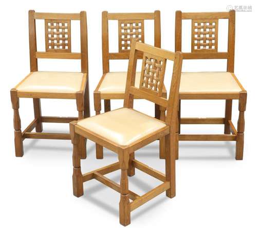 COLIN ALMACK, A SET OF FOUR BEAVERMAN OAK DINING CHAIRS, wit...