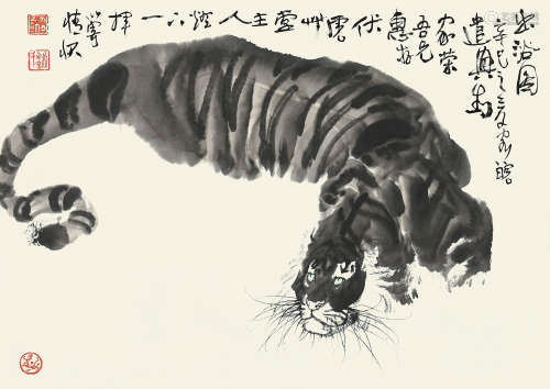 b.1949 冯大中 辛巳（2001）年作 出浴图 设色纸本 镜片