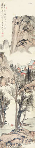清 陈廷培 癸丑（1853）年作 高士闲话 洒金设色纸本 立轴