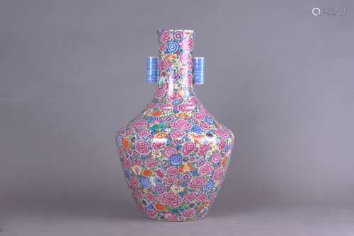 A FAMILLE ROSE 'MILLE-FLEURS' VASE