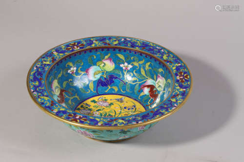 Cloisonne Enamel Nine-Peaches Basin