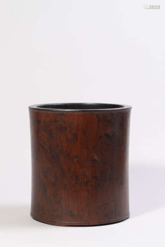 Carved Huali Wood Brush Pot