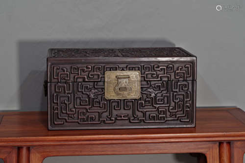 Carved Sandalwood Dragon Bookcase