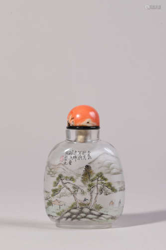 Inside-Painted Figure and Landscape Snuff Bottle