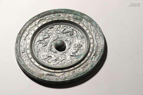 Bronze Kylin Circular Mirror