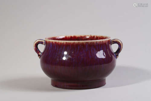 Red Glaze Double-Eared Censer