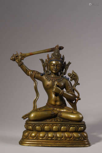 Copper Alloy Figure of Manjushri