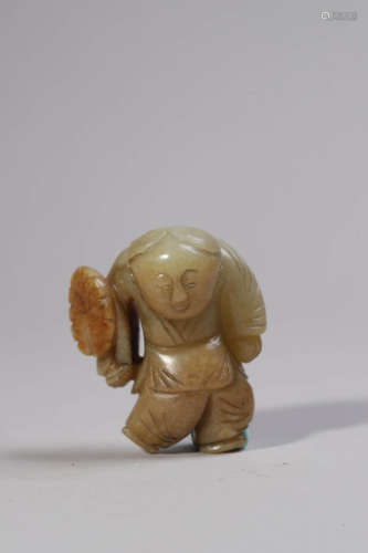 Carved Jade Figure and Lotus