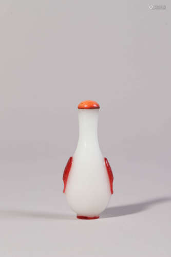 Red Overlay White Glass Snuff Bottle