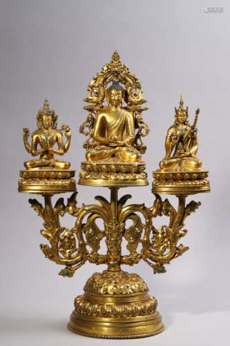 Gilt Bronze Figure of Triad