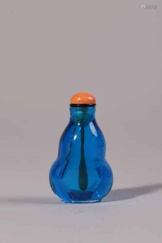 Blue Glass Gourd-Shape Snuff Bottle