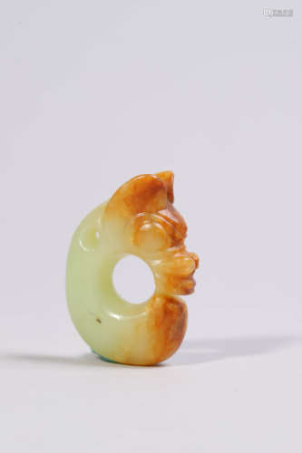 Carved Celadon Pig-Dragon Ornament