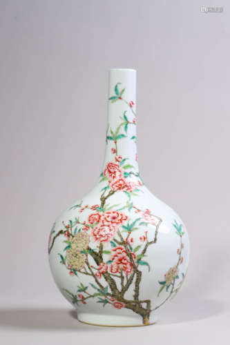 Famille Rose Floral Bottle Vase