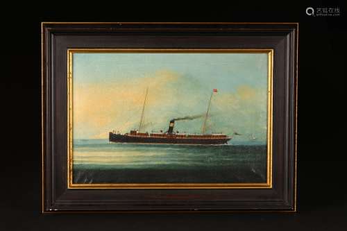 A CHINA TRADE 'QING EMPIRE STEAMBOAT' OIL CANVAS PAINTING