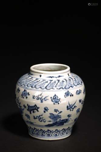 A CHINESE BLUE AND WHITE 'QILIN' JAR
