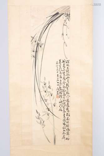 COLOR AND INK 'ORCHIDS' HANGING SCROLL, XU SHICHANG