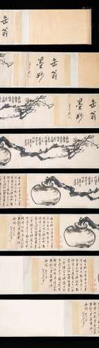 WU CHANGSHUO: INK ON PAPER 'PLUM BLOSSOMS' HANDSCROLL