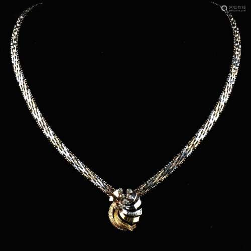 Italian Siver Necklace with Diamonds Heart