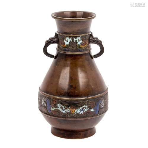 A Chinese Small Bronze Hu-Shaped Vase.