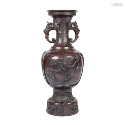 A Large Japanese Meiji Period Bronze Floor Vase.