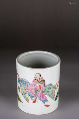 A CHINESE FAMILLE ROSE 'FIGURES' BRUSHPOT