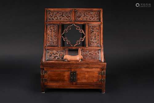 A HUANGHUALI DRESSING CASE WITH MIRROR STAND