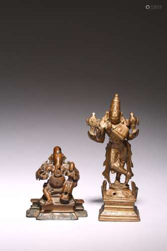 A GROUP OF TWO COPPER ALLOY DEITIES FIGURES