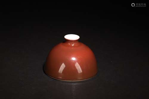 A CHINESE RED GLAZED WATER POT