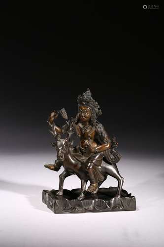 A BRONZE FIGURE OF TIBETAN GUARDIAN