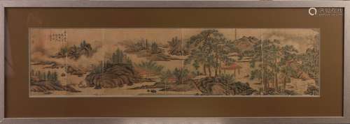 A CHINESE COLOR AND INK LANDSCAPE PAINTING