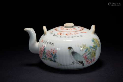 A CHINESE FAMILLE-ROSE ‘BIRD’ TEAPOT