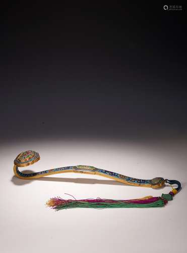 A CHINESE CLOISONNE ENAMEL RUYI SCEPTER